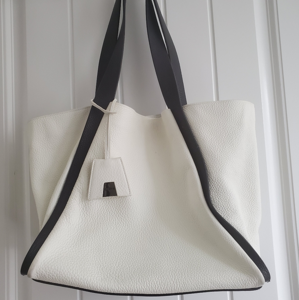 Akris white leather alex bag